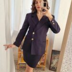 Tailleur vintage in lana blu