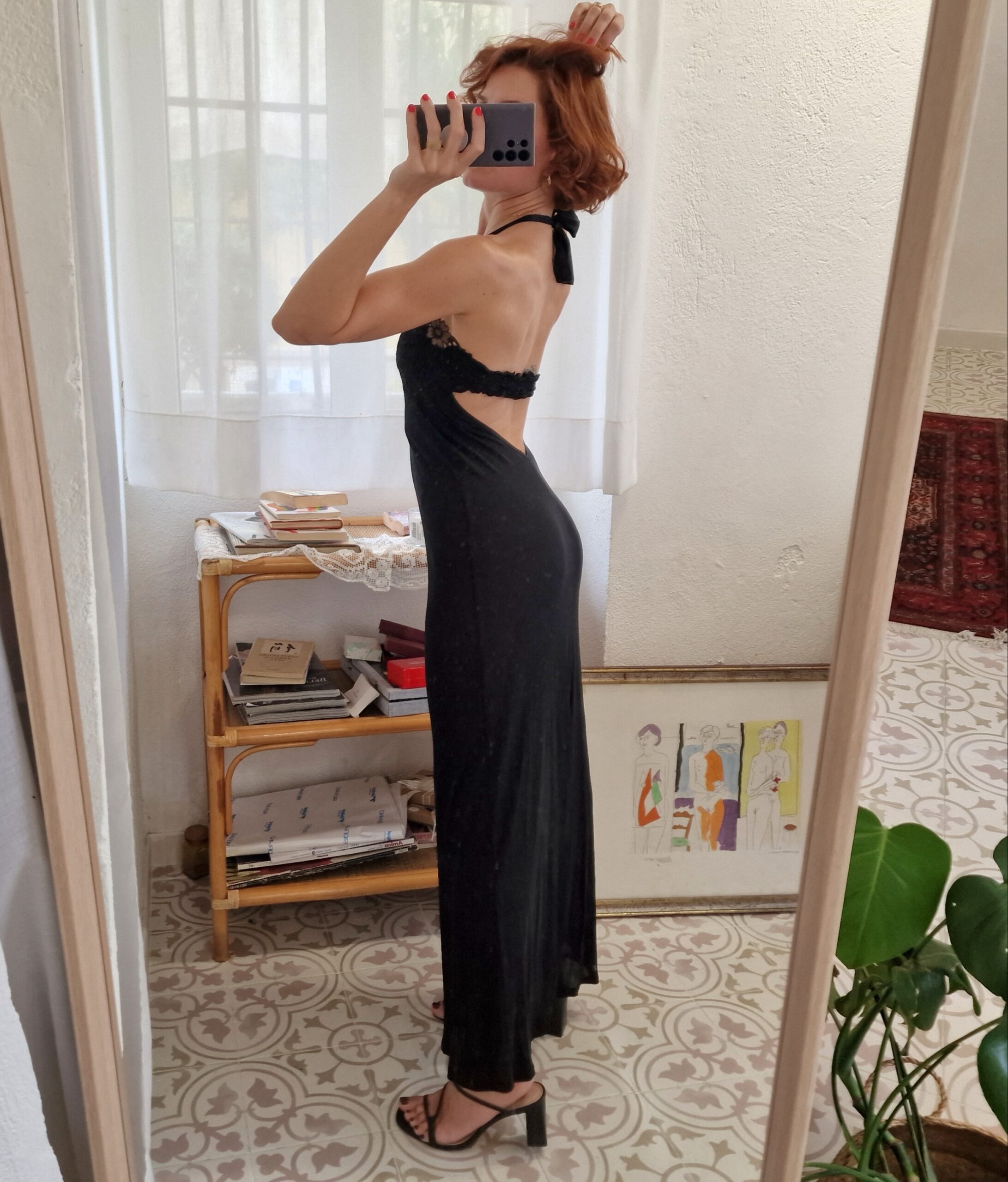 Abito Nero Pizzo E Seta Malizia By La Perla Josephinedevintage