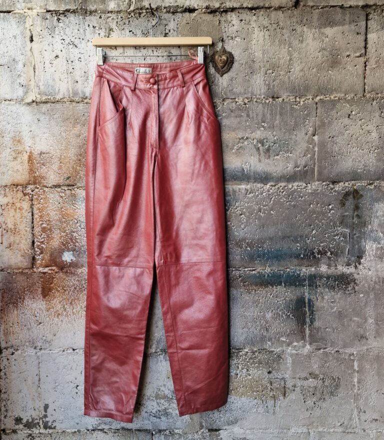 Pantalone in pelle rosa metallic - immagine 2