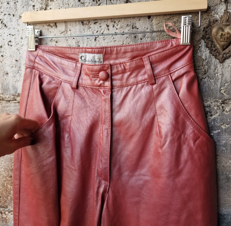 Pantalone in pelle rosa metallic - immagine 8