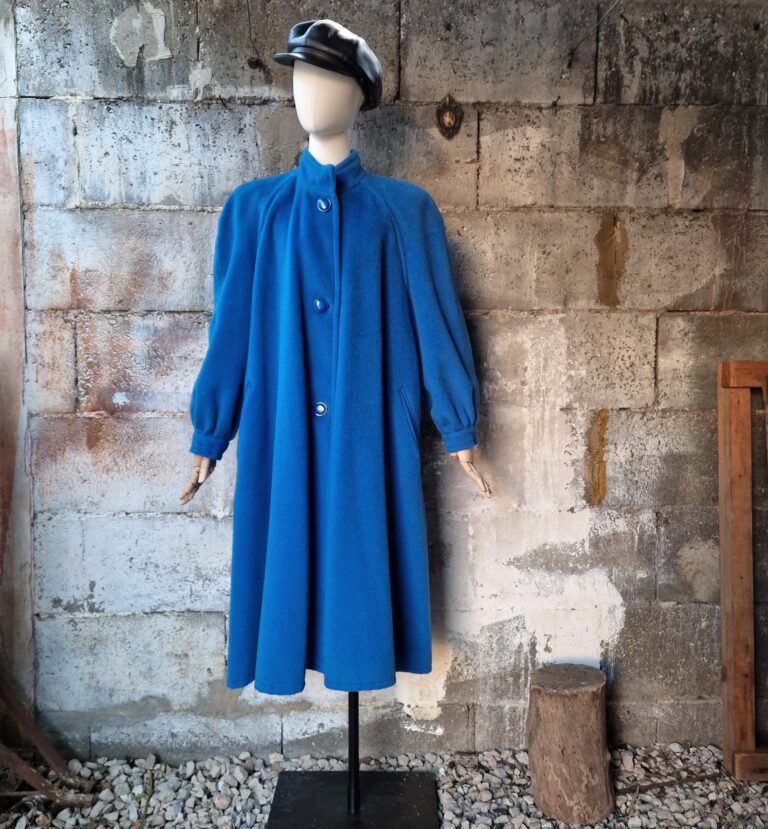 Cappotto vintage azzurro ceruleo lana mohair - immagine 2