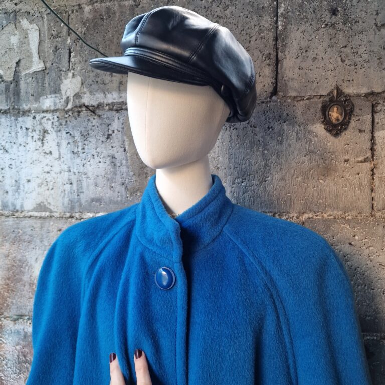 Cappotto vintage azzurro ceruleo lana mohair - immagine 4