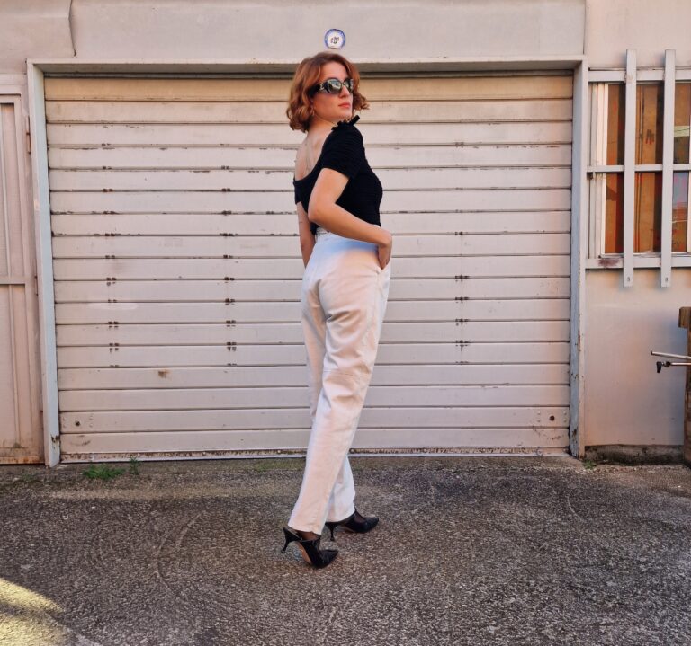 Leather vintage White pants - immagine 4