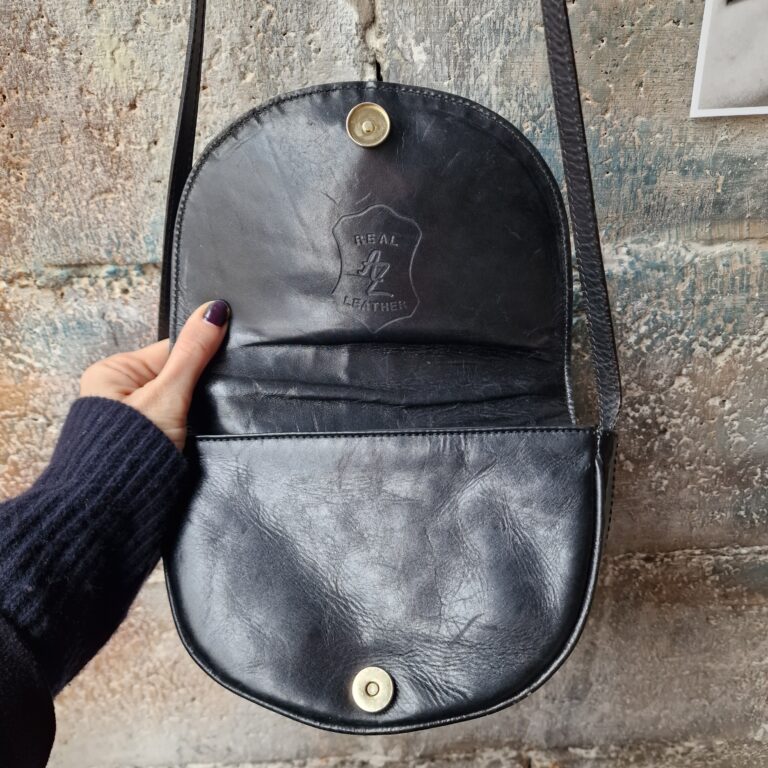 Borsa vintage mezza luna Black leather - immagine 7