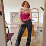 Vintage leather pants grigio piombo