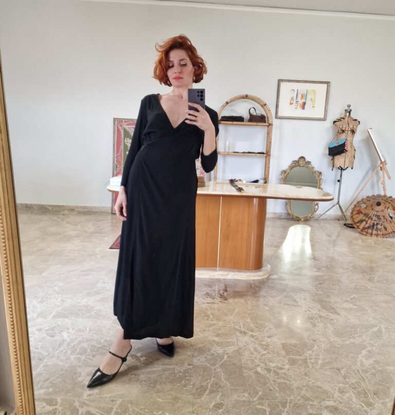 Black wrap dress in misto Seta nero - immagine 8