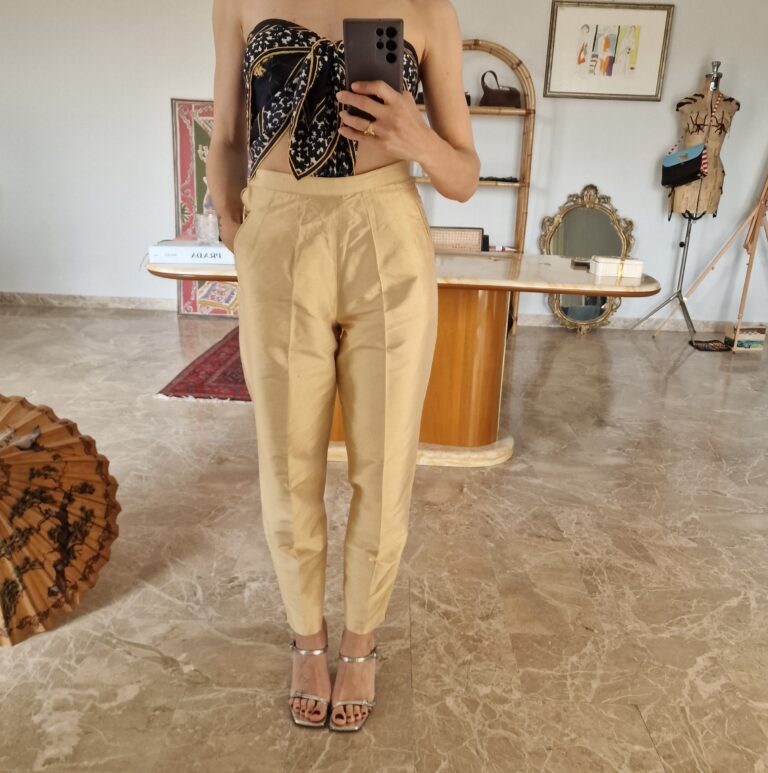 Pantaloni vintage shantug di Pura Seta oro - immagine 5