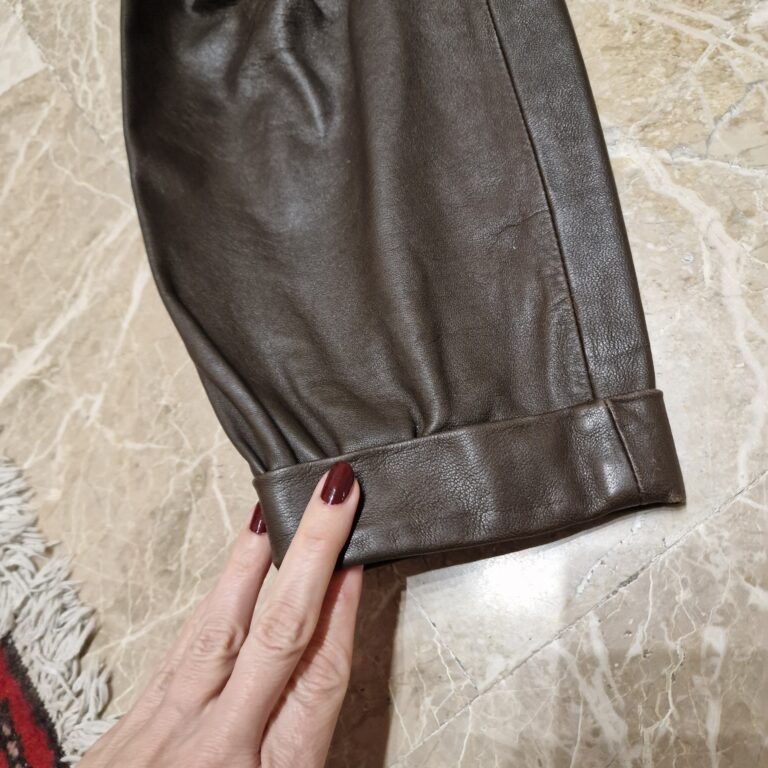 Pantaloni vintage in vera pelle chocolate - immagine 5