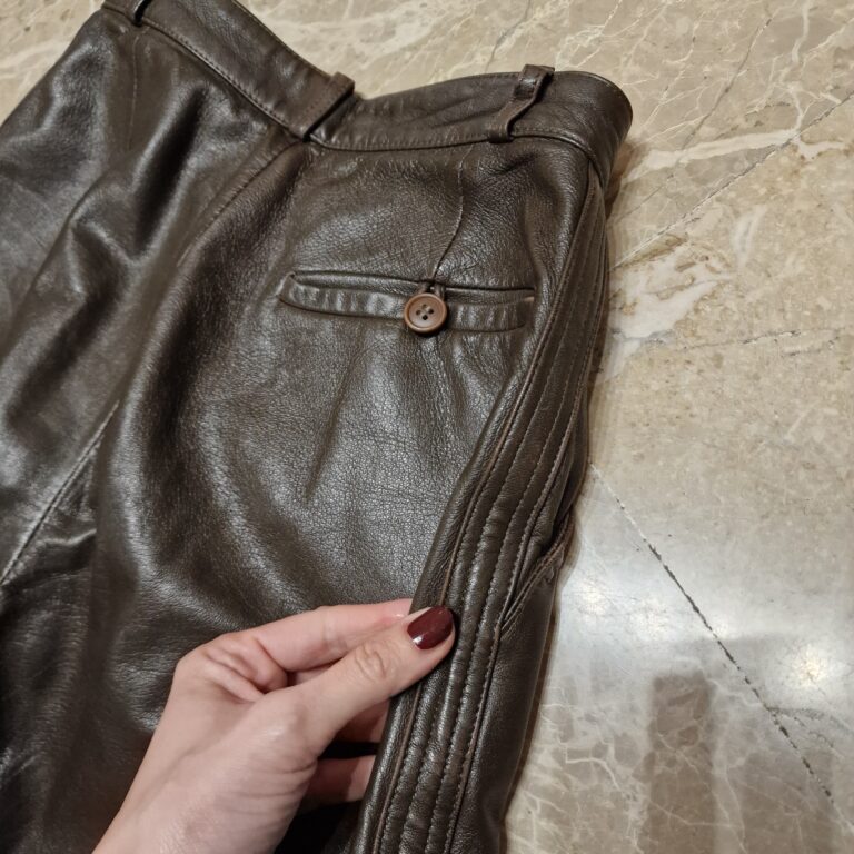 Pantaloni vintage in vera pelle chocolate - immagine 8