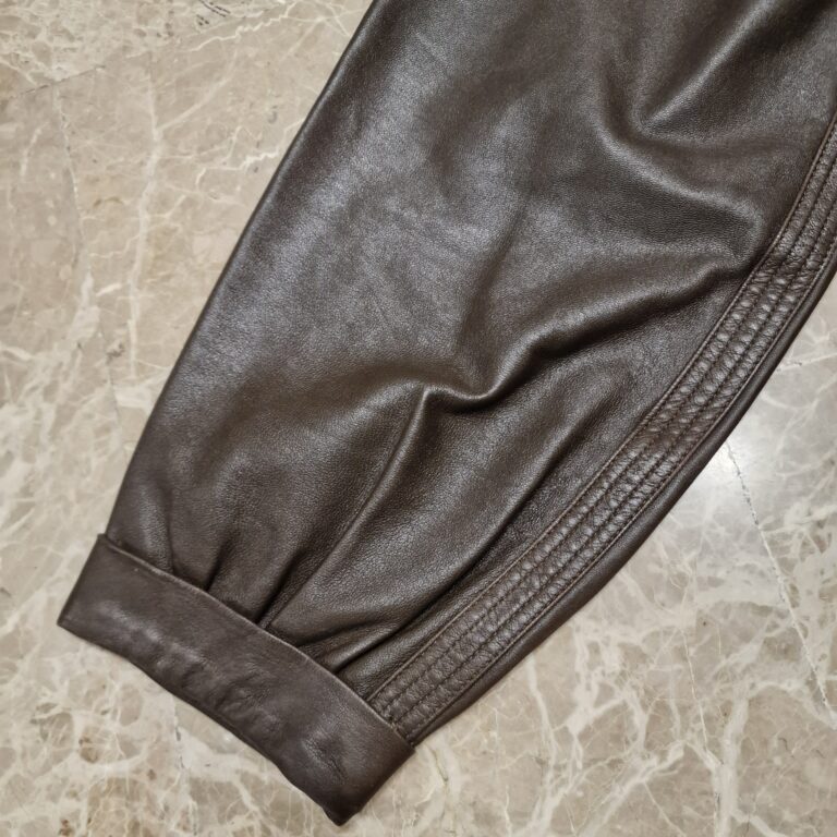 Pantaloni vintage in vera pelle chocolate - immagine 9